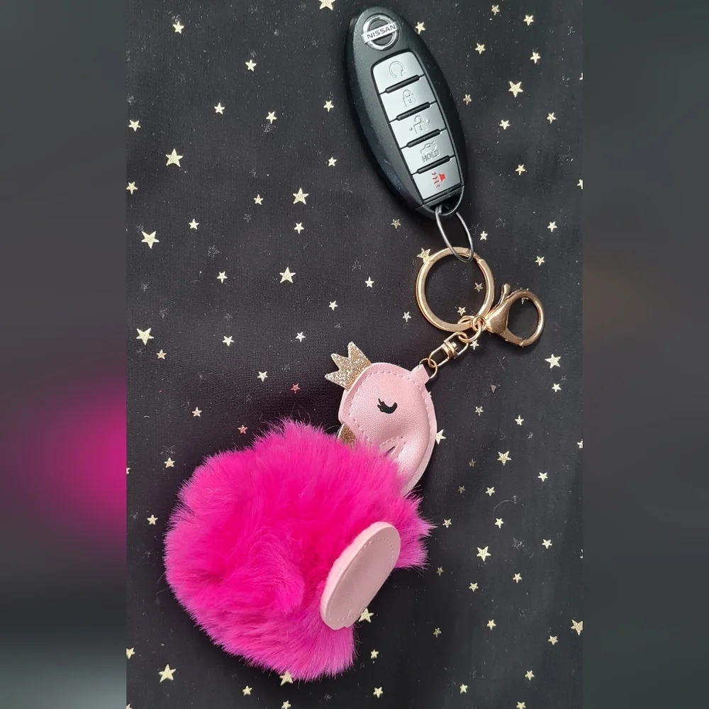 Sweet Hot Pink Pom Pom Flamingo